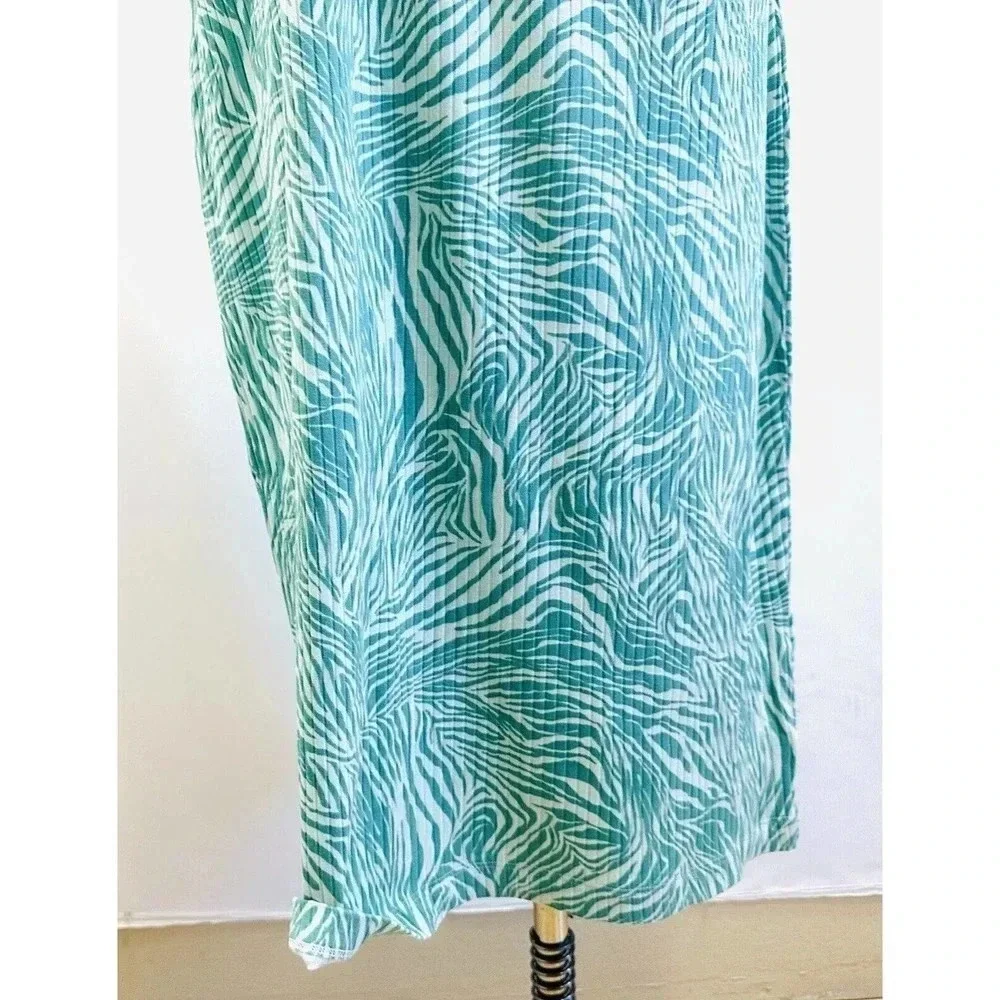 NWT NINE WEST Women Sleeveless Pullover One Shoulder Green Blue Dress Plus Sz 3X - Picture 3 of 12